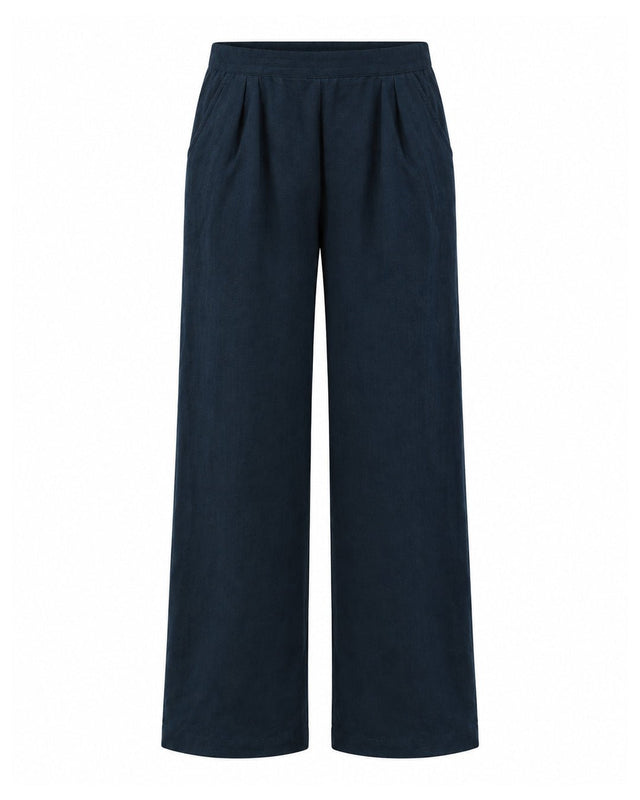Deepest Blues Unisex Navy Handwoven Linen Trousers - Trousers - Mizyana