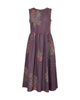 Desert Rose Print Lavender Linen Dress - Dress - Mizyana