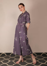 Dessert Rose Print Lavender Jumpsuit - Jumpsuit - Mizyana