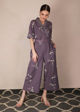 Dessert Rose Print Lavender Jumpsuit - Jumpsuit - Mizyana