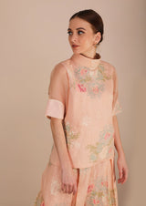 Dessert Rose Print Top With Culottes - Two-Piece Set - Mizyana