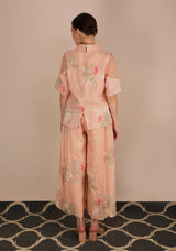 Dessert Rose Print Top With Culottes - Two-Piece Set - Mizyana