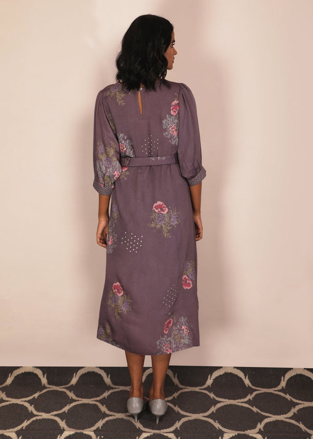 Dessert Roses Print Lavender Dress - Dress - Mizyana
