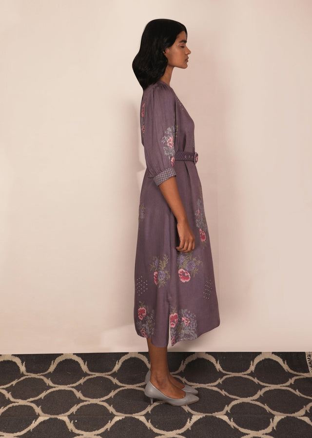Dessert Roses Print Lavender Dress - Dress - Mizyana