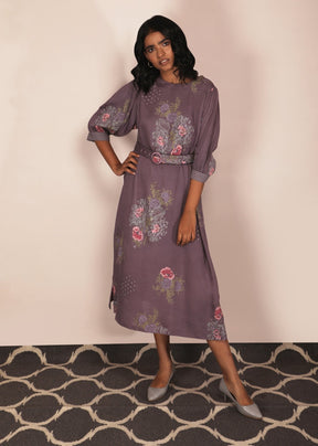 Dessert Roses Print Lavender Dress - Dress - Mizyana