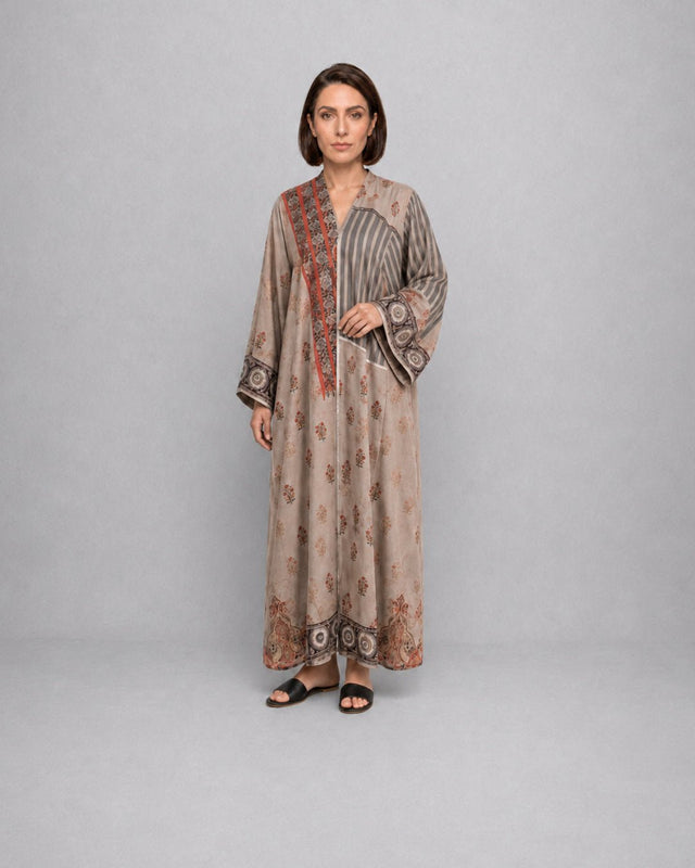 Digital Print Crepe Silk Abaya - Abaya - Mizyana