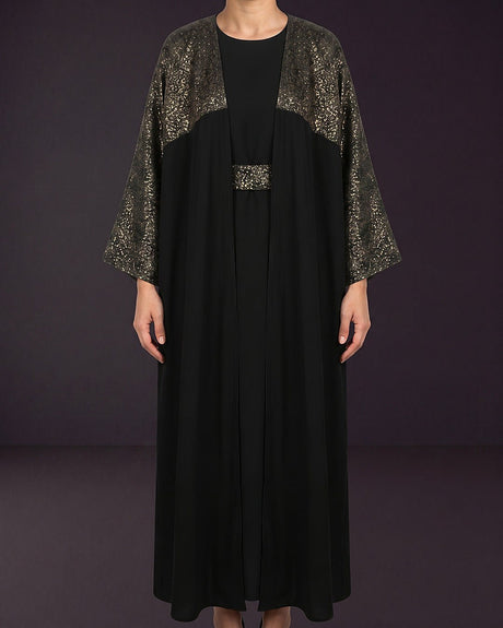 Dotted Brocade Abaya Set - Abaya - Mizyana