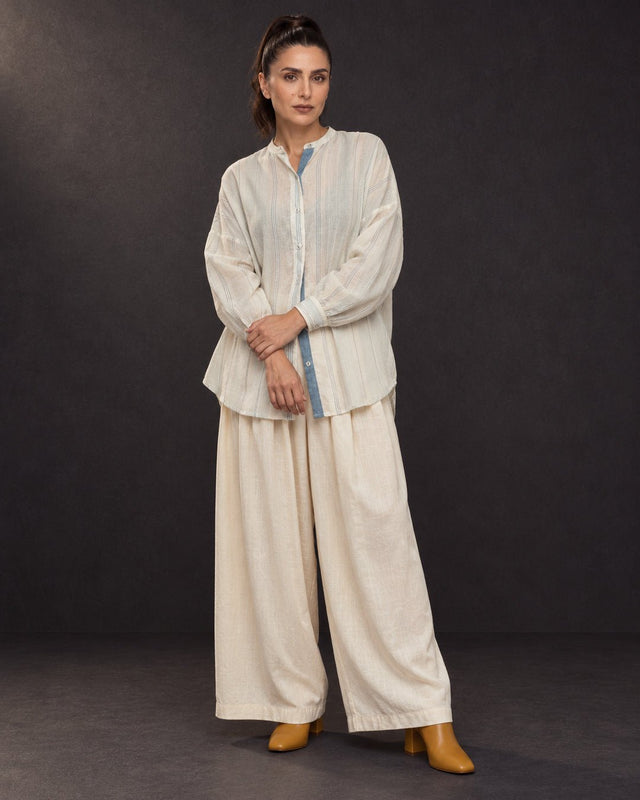 Drift Oversized Off-White Striped Cotton Shirt - Shirt - Mizyana