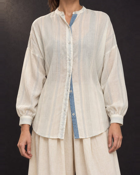 Drift Oversized Off-White Striped Cotton Shirt - Shirt - Mizyana