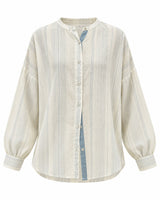 Drift Oversized Off-White Striped Cotton Shirt - Shirt - Mizyana