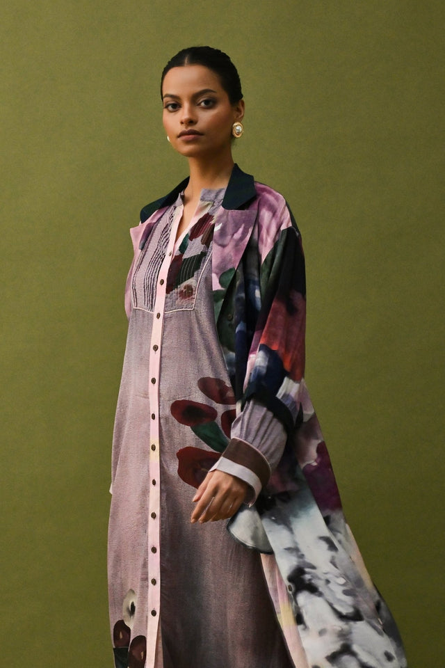Dusk Pink Trench Set - Two-Piece Set - Mizyana