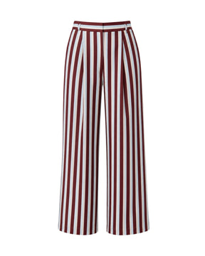 Dusk Striped Wide-Leg Cotton Trousers - Trousers - Mizyana