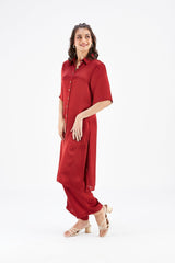 Easha Red kurta set - Two-Piece Set - Mizyana