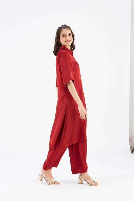 Easha Red kurta set - Two-Piece Set - Mizyana