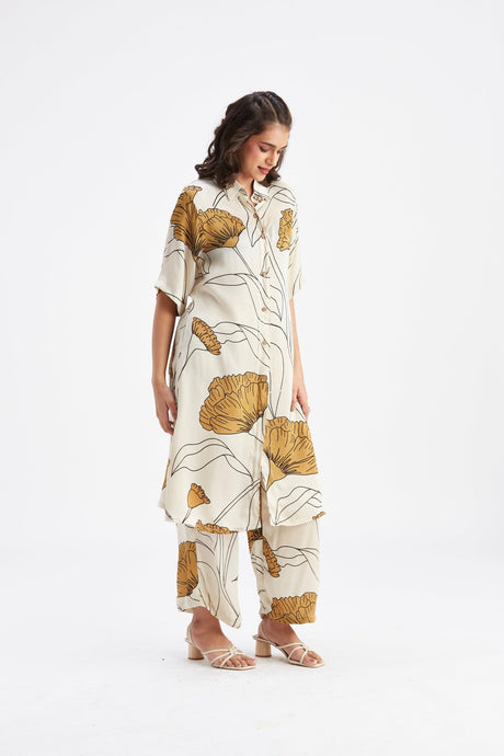 Easha White kurta set - Two-Piece Set - Mizyana