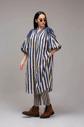Egg-Shell Blue Striped Baha Tunic - Shirt - Mizyana