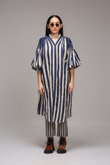 Egg-Shell Blue Striped Baha Tunic - Shirt - Mizyana