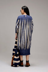 Egg-Shell Blue Striped Balloon Dress - Dress - Mizyana