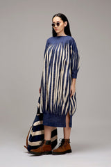 Egg-Shell Blue Striped Balloon Dress - Dress - Mizyana