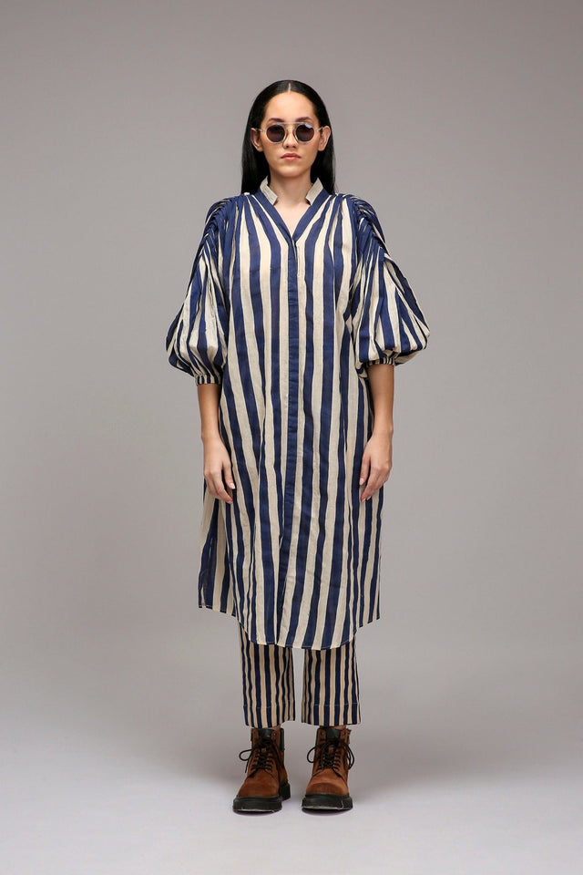Egg-Shell Blue Striped SE Pant - Trousers - Mizyana