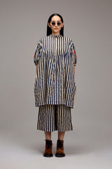 Egg-Shell Blue Striped Short Acra Tunic - Shirt - Mizyana