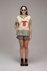 Egg-Shell Green Striped Red Joker Shirt - Shirt - Mizyana