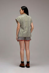 Egg-Shell Green Striped Red Joker Shirt - Shirt - Mizyana
