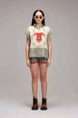 Egg-Shell Green Striped Red Joker Shirt - Shirt - Mizyana