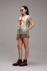 Egg-Shell Green Striped Red Joker Shirt - Shirt - Mizyana