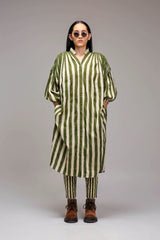 Egg-Shell Green Striped SE Pant - Trousers - Mizyana
