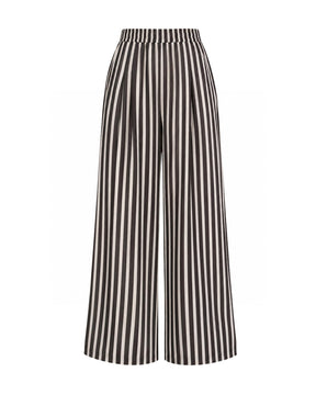 Eira Striped Pleated Wide Leg Cotton Trousers - Trousers - Mizyana