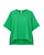 Ekin Cotton Crop Top by MATI in green with round neck and rolled short sleeves, flat front view