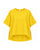 Ekin Cotton Crop Top in yellow with round neck and rolled sleeves, flat front view