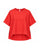 Ekin Cotton Crop Top in red with high-low hem and rolled sleeves, flat front view