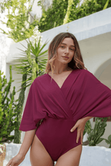 Ella swim set with real wrap skirt - Wine - Swim Set - Mizyana