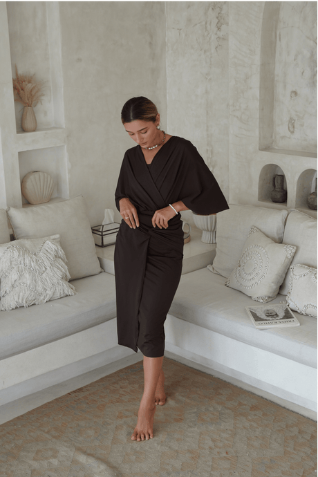 Ella swim set with Sofia 2.0 skirt - Dark Brown - Swim Set - Mizyana