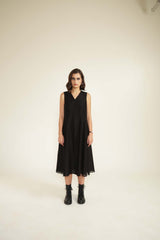 Embroided Organza Jacket with Plain Brocade Dress - Dress - Mizyana