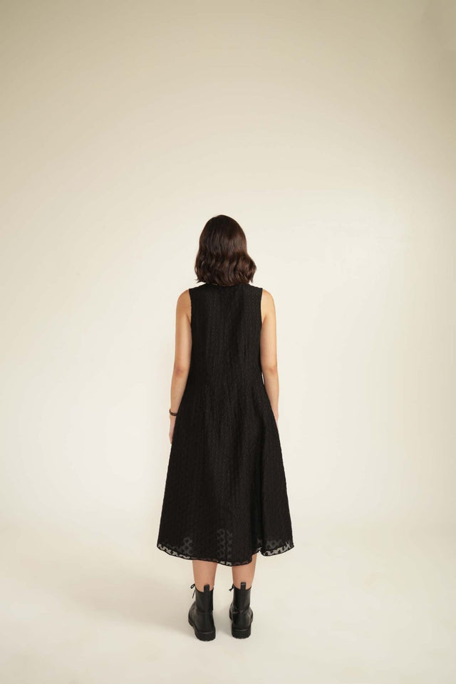 Embroided Organza Jacket with Plain Brocade Dress - Dress - Mizyana