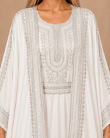 Embroidered Crepe Belted Jalabiya Set - Jalabiya - Mizyana