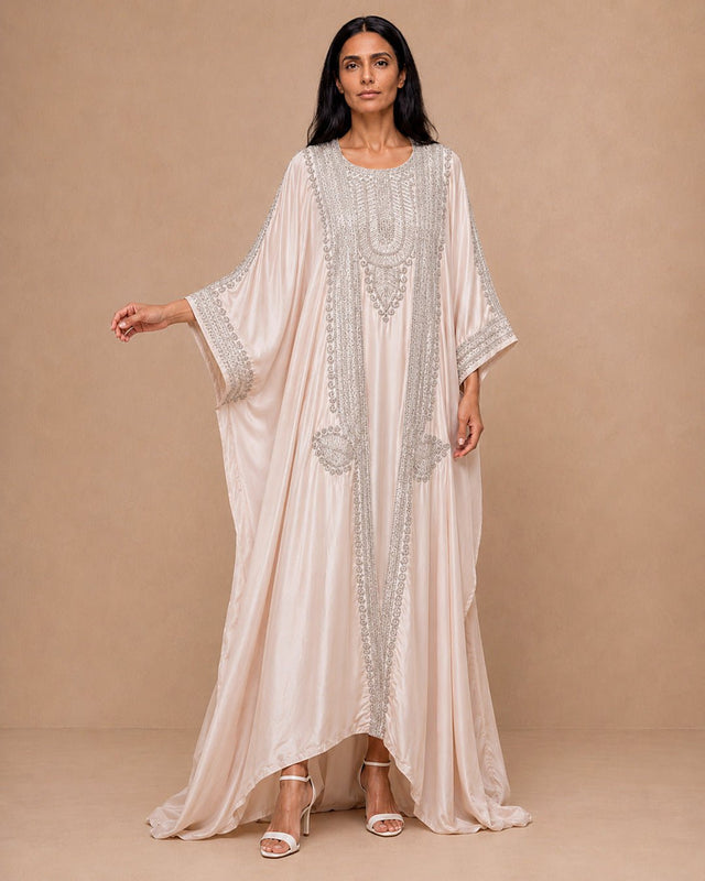 Embroidered Crepe Belted Jalabiya Set - Jalabiya - Mizyana