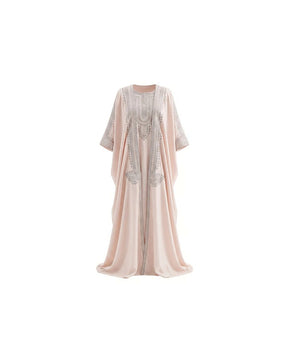 Embroidered Crepe Belted Jalabiya Set - Jalabiya - Mizyana