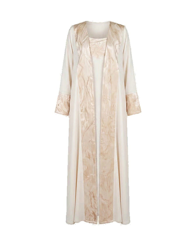 Embroidered Crepe & Jacquard Jalabiya Set - Jalabiya - Mizyana