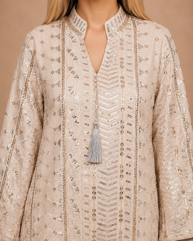 Embroidered Tassels Linen Jalabiya - Jalabiya - Mizyana