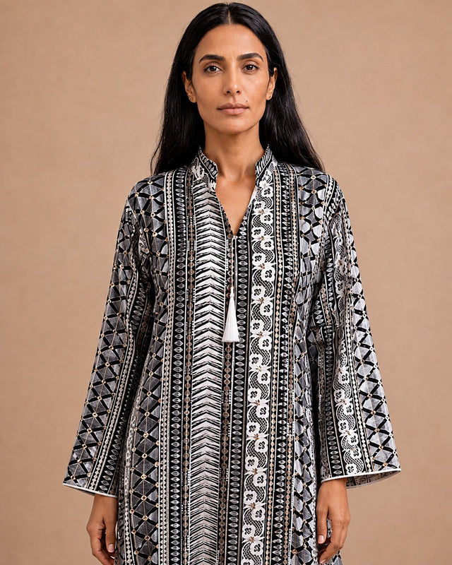 Embroidered Tassels Linen Jalabiya - Jalabiya - Mizyana
