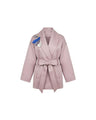 Embroidered Wrap Belted Satin Jacket - Jacket - Mizyana