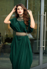 EMERALD DRAPE GOWN - Gown - Mizyana