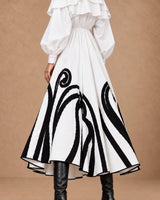 Etu White Swirl Applique Cotton Skirt - Skirt - Mizyana