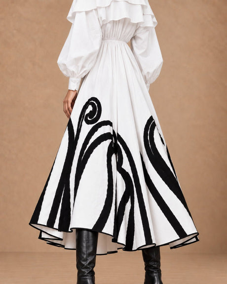Etu White Swirl Applique Cotton Skirt - Skirt - Mizyana