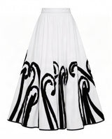 Etu White Swirl Applique Cotton Skirt - Skirt - Mizyana
