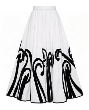 Etu White Swirl Applique Cotton Skirt - Skirt - Mizyana